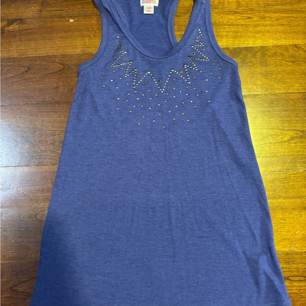Mossimo Supply Co. Blue Tank Top with Studded Design